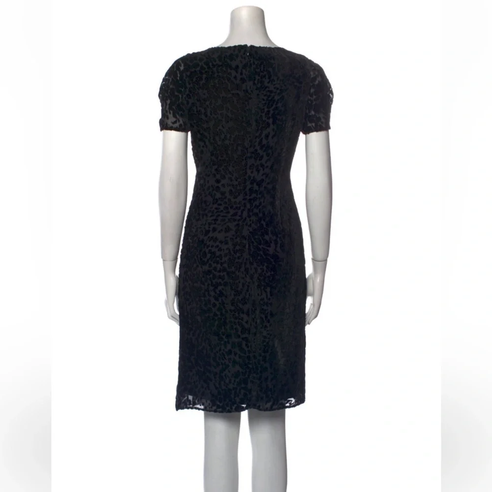 L’AGENCE Black Velvet Leopard Burnout Sheath Cocktail Dress Size 2 - Picture 9 of 9